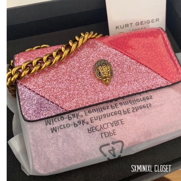 🎀💜NEW💜Kurt Geiger Micro Kensington crossbody bag/shoulder bag/pink comb - Picture 3 of 11